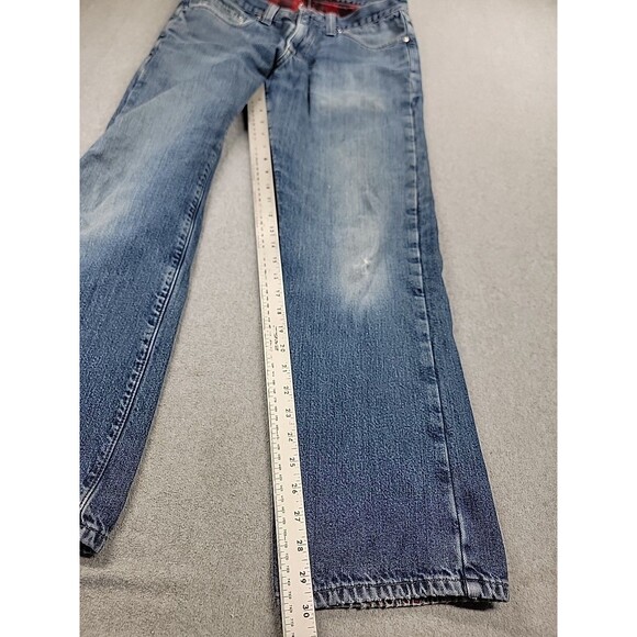 LL Bean Flannel Lined Jeans Mens 33 30x20 Straight Cotton Rise Distressed Work - Picture 2 of 16